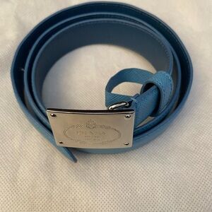 Prada Sky Blue Leather Belt